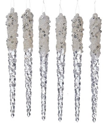 6 COUNT PLASTIC ICICLES WITH GLIT
