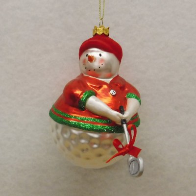 GOLFER SNOWMAN GLASS