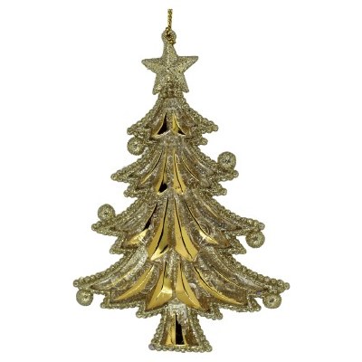 ACRYLIC GOLD AND BEIGE CHRISTMAS TREE