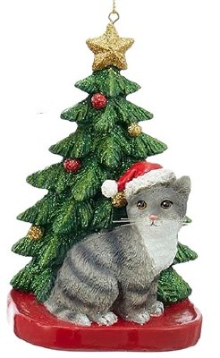 GREY CAT WITH TREE