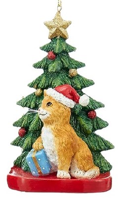 TAN CAT WITH TREE