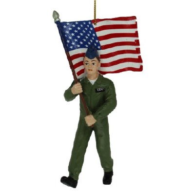 AIR FORCE SOLDIER CARING A FLAG