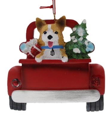 CORGI IN BACK OF TRUCK