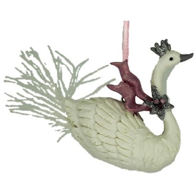 SWAN WITH PINK SCARF AND SILVE