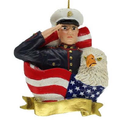 MARINE WITH FLAG, EAGLE BANNER