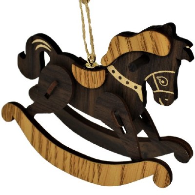 BROWN WOODEN ROCKING HORSE