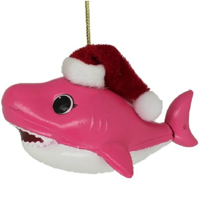 PINK SHARK WITH SANTA HAT