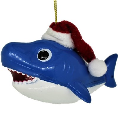 BLUE SHARK WITH SANTA HAT