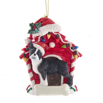 BOSTON TERRIER WITH DOG HOUSE