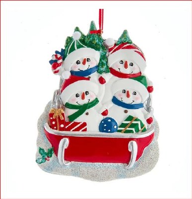 SNOWMAN SLED FAMILY OF 4