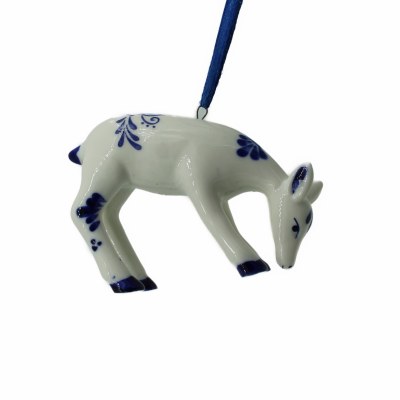 GLASS DEER WHITE AND BLUE GLASS