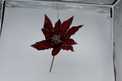 RED/SILVER POINTSETTIA PICK