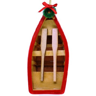 RED ROW BOAT WITH OARS