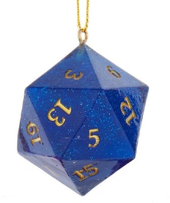 BLUE GLITTER D20 DICE