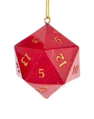 RED GLITTER D20 DICE