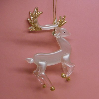 REINDEER GLASS WITH GOLD SPARKLE