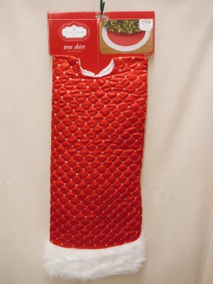 48" TREE SKIRT - RED WITH SILVER SEQUENS