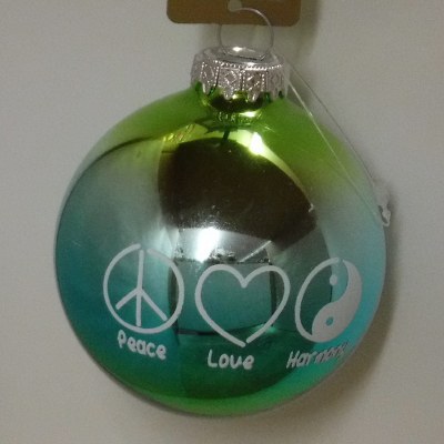 PEACE LOVE HARMONY GLASS BALL