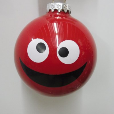 GOOFY FACE GLASS BALL RED