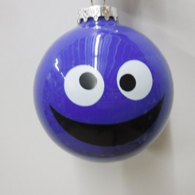 GOOFY FACE GLASS BALL BLUE