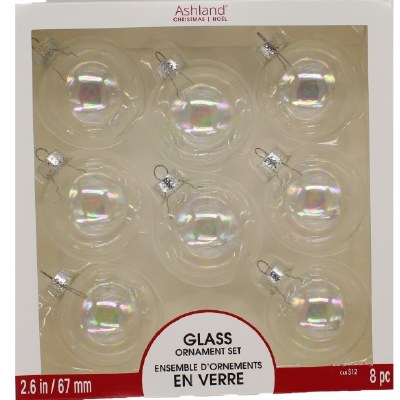 8 PK CLEAR OPAQUE GLASS BALLS