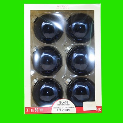 6PK DARK BLUE GLASS BALLS