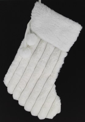 WHITE FAUX FUR STOCKING