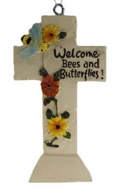 BEE CROSS WITH FLOWERS