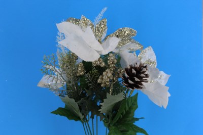 GLITTERY POINSETTIA PICK