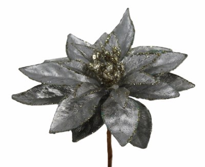 SILVER POINTSETTIA PICK