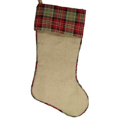 TAN AND PLAID CHRISTMAS STOCKING