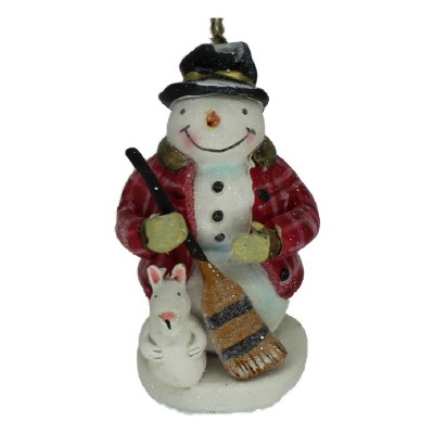 SNOWMAN WITH BROOM AND BUNNY