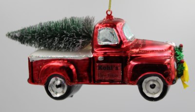RED TRUCK GLASS TREE IN BACK