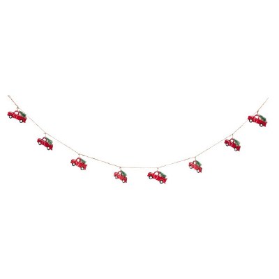 RED WOOD TRUCK W/TWINE  GARLND
