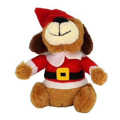 PLUSH DOG IN SANTA SUIT