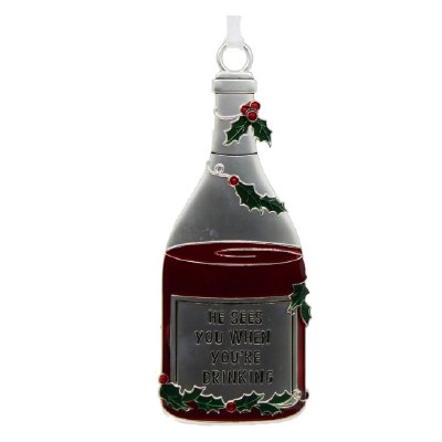 HE SEES YOU WHEN...WINE BOTTLE