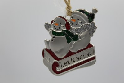 LET IT SNOW 2 SNOWMEN ON SLED