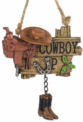 COWBOY UP PLAQUE WITH DANGLE