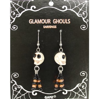 ORANGE/BLACK SKULL EARRINGS