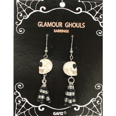 SILVER/BLACKSKULL EARRINGS
