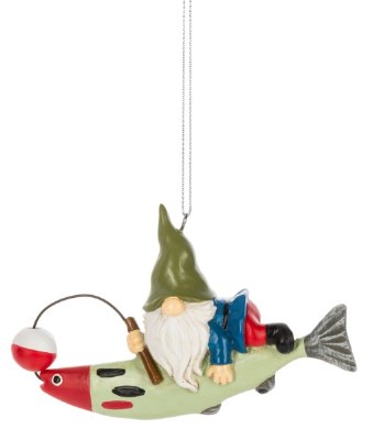 GREEN/RED FISH WITH GNOME