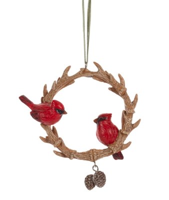 CARDINAL IN ANTLER WREATH