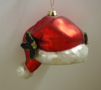 GLASS RED SANTA HAT