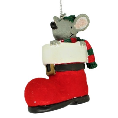 MOUSE IN SANTA BOOT