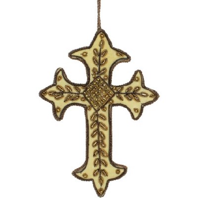 CREAM CROSS WITH SEQUINS