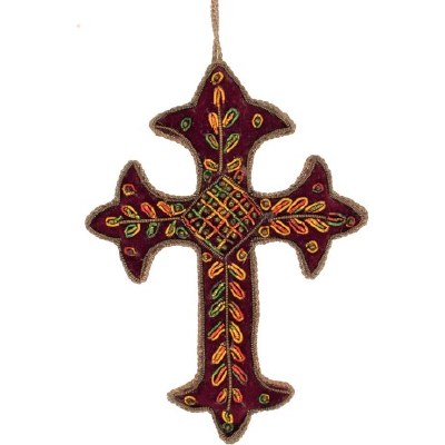 MAROON CROSS WITH SEQUINS