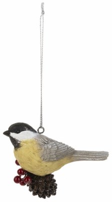 CHICKADEE ON PINECONE