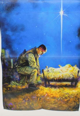 SOLDIER AT MANGER FLAG