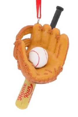 BASEBALL IN GLOVE WITH BAT
