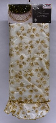 52" TREE SKIRT WHITE WITH PINECONES
